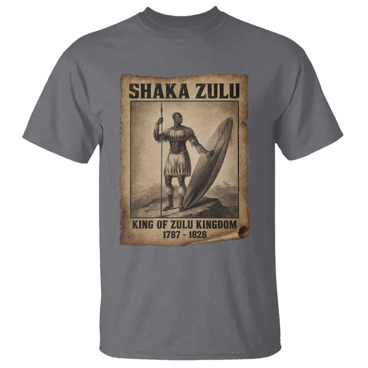 Shaka Zulu T Shirt King of Zulu Kingdom Indigenous African Tribe TS11 Charcoal Print Your Wear