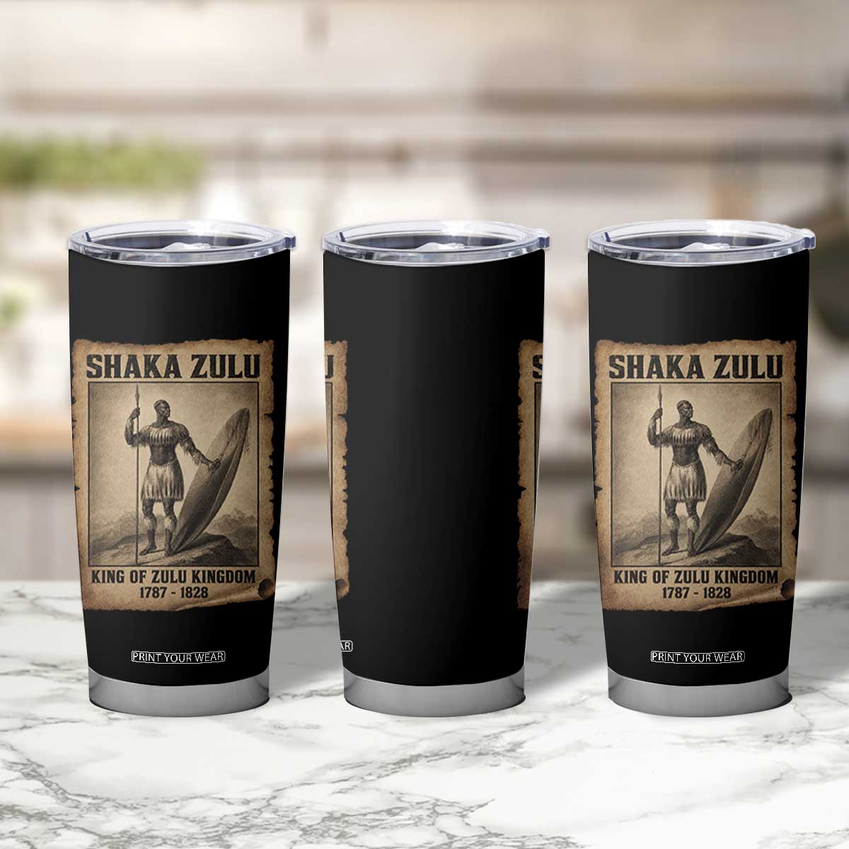 Shaka Zulu Tumbler Cup King of Zulu Kingdom Indigenous African Tribe