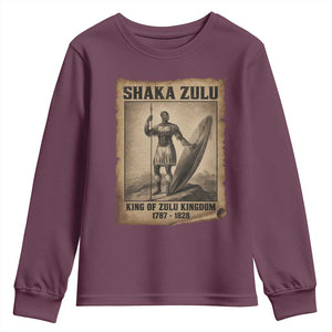 Shaka Zulu Youth Sweatshirt King of Zulu Kingdom Indigenous African Tribe TS11 Maroon Print Your Wear