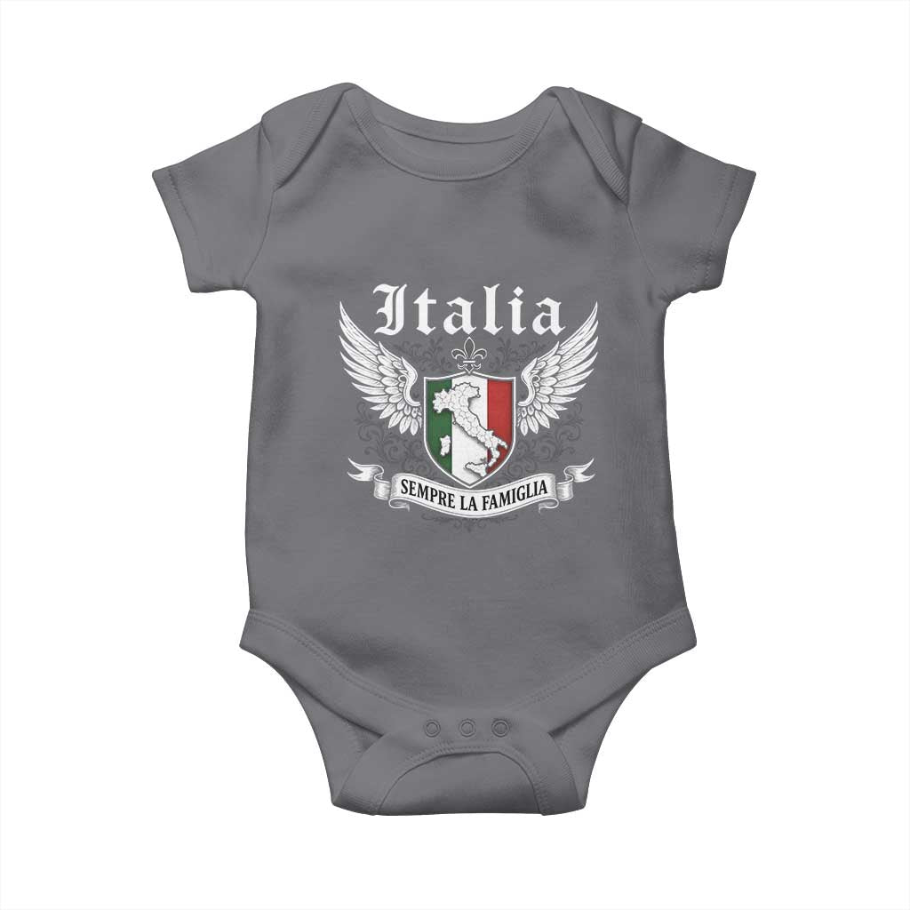 Italy Italia Sempre La Famiglia Baby Onesie Family Is Everything Italian Saying TS11 Charcoal Print Your Wear