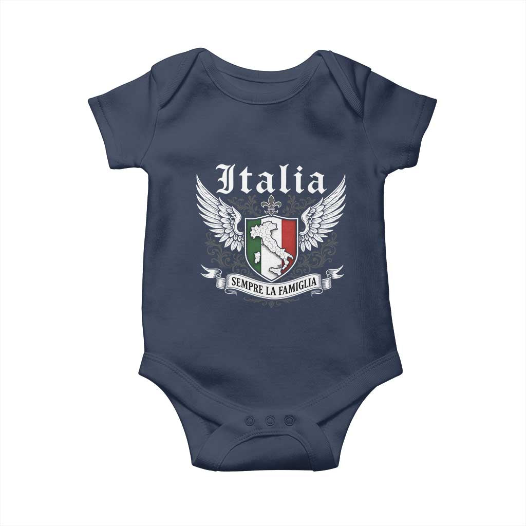 Italy Italia Sempre La Famiglia Baby Onesie Family Is Everything Italian Saying TS11 Navy Print Your Wear