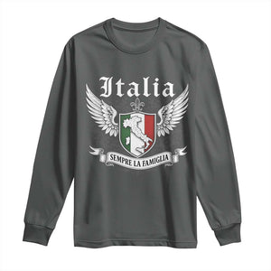 Italy Italia Sempre La Famiglia Long Sleeve Shirt Family Is Everything Italian Saying TS11 Dark Heather Print Your Wear