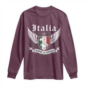 Italy Italia Sempre La Famiglia Long Sleeve Shirt Family Is Everything Italian Saying TS11 Maroon Print Your Wear
