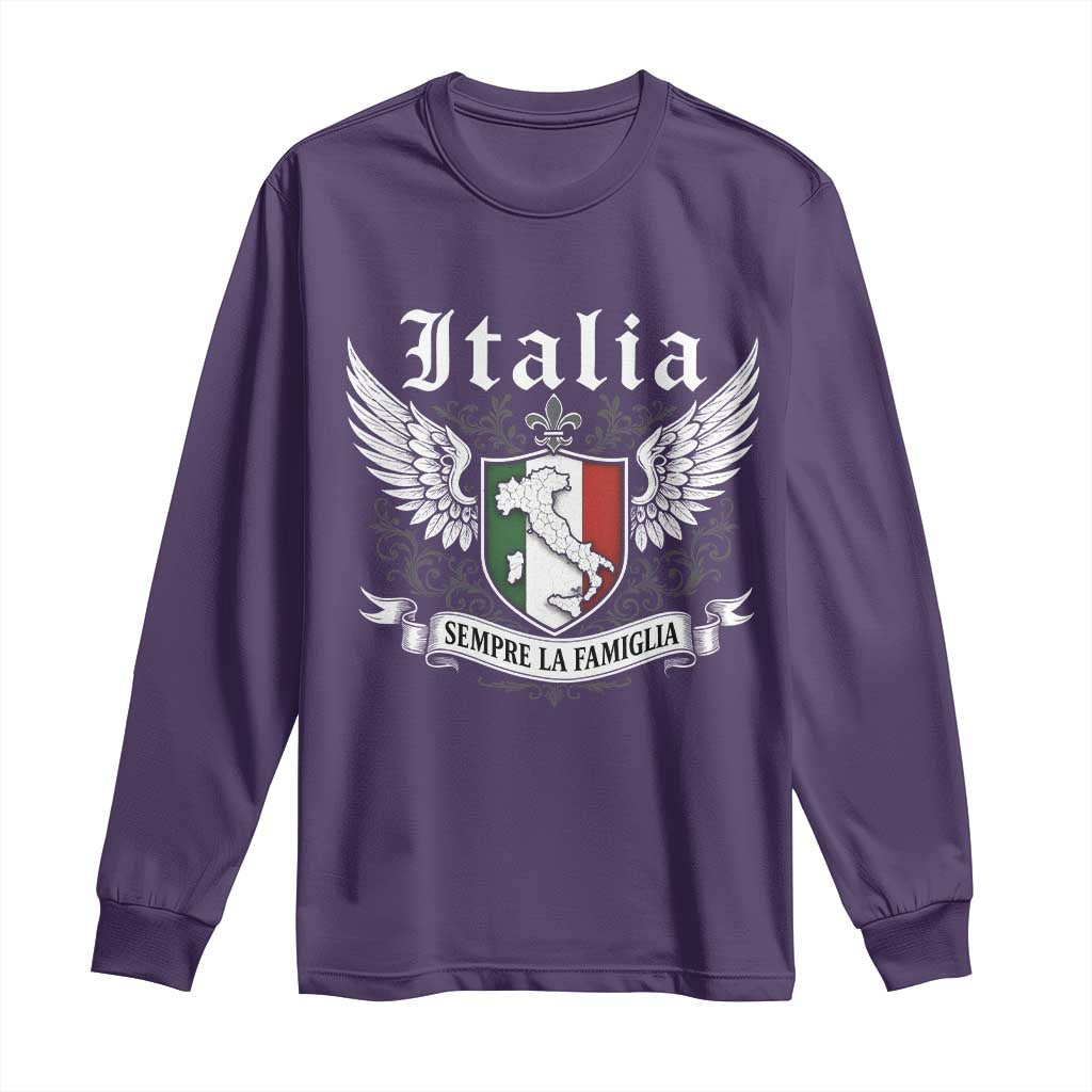 Italy Italia Sempre La Famiglia Long Sleeve Shirt Family Is Everything Italian Saying TS11 Purple Print Your Wear