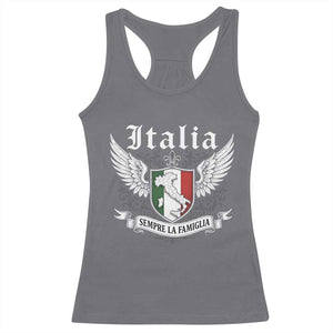 Italy Italia Sempre La Famiglia Racerback Tank Top Family Is Everything Italian Saying TS11 Charcoal Print Your Wear
