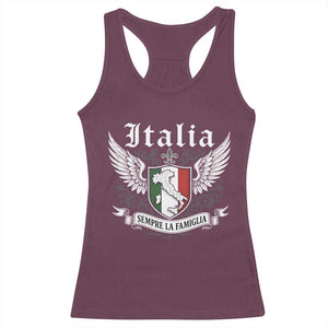 Italy Italia Sempre La Famiglia Racerback Tank Top Family Is Everything Italian Saying TS11 Maroon Print Your Wear