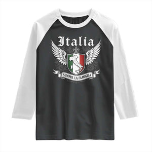 Italy Italia Sempre La Famiglia Raglan Shirt Family Is Everything Italian Saying TS11 Black White Print Your Wear
