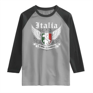 Italy Italia Sempre La Famiglia Raglan Shirt Family Is Everything Italian Saying TS11 Sport Gray Black Print Your Wear
