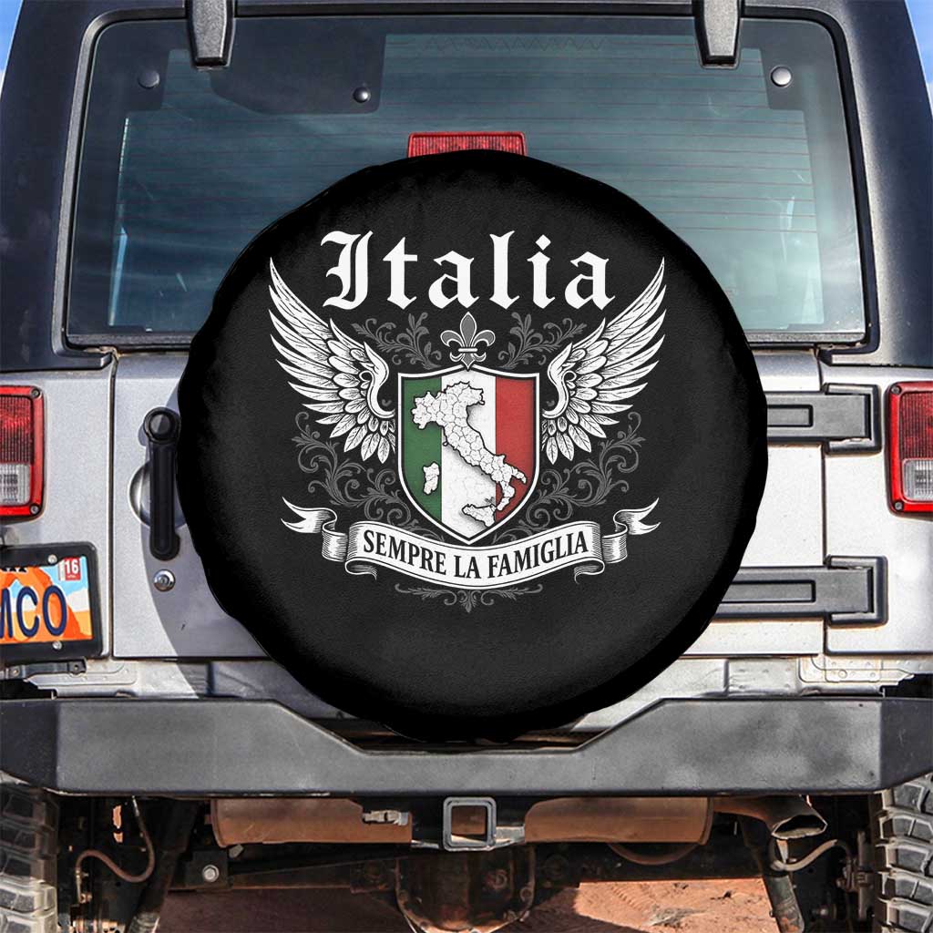 Italy Italia Sempre La Famiglia Spare Tire Cover Family Is Everything Italian Saying TS11 No hole Black Print Your Wear