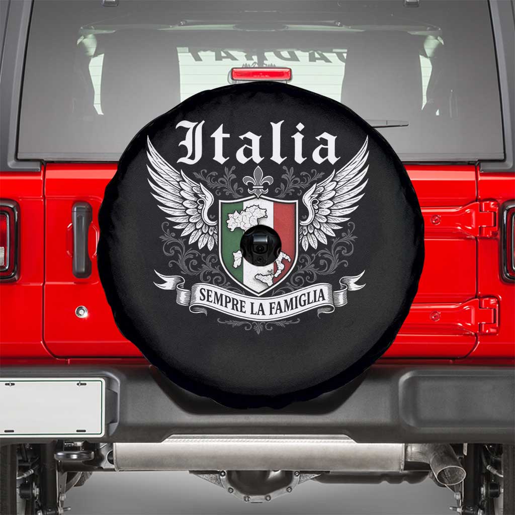 Italy Italia Sempre La Famiglia Spare Tire Cover Family Is Everything Italian Saying TS11 Black Print Your Wear