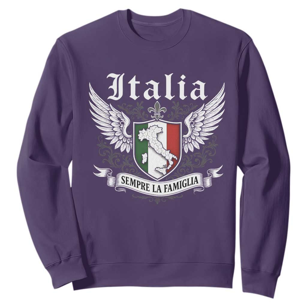 Italy Italia Sempre La Famiglia Sweatshirt Family Is Everything Italian Saying TS11 Purple Print Your Wear