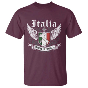 Italy Italia Sempre La Famiglia T Shirt - Family Is Everything Italian Saying Heritage Tee TS11 Maroon Print Your Wear