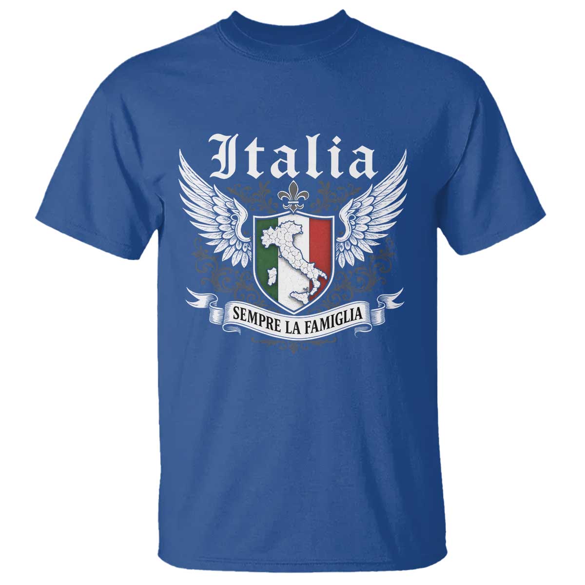 Italy Italia Sempre La Famiglia T Shirt - Family Is Everything Italian Saying Heritage Tee TS11 Royal Blue Print Your Wear