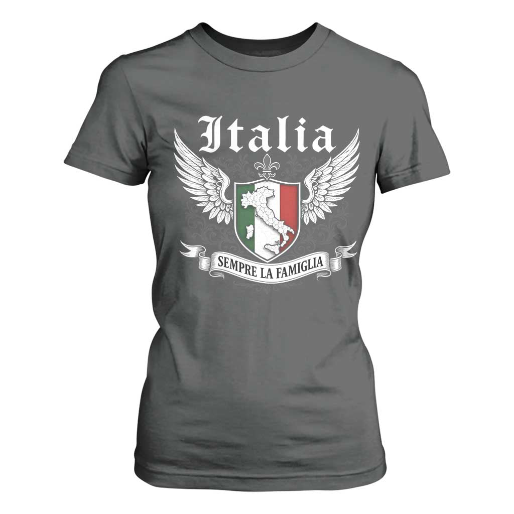 Italy Italia Sempre La Famiglia T Shirt For Women Family Is Everything Italian Saying TS11 Dark Heather Print Your Wear
