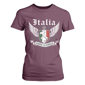 Italy Italia Sempre La Famiglia T Shirt For Women Family Is Everything Italian Saying TS11 Maroon Print Your Wear