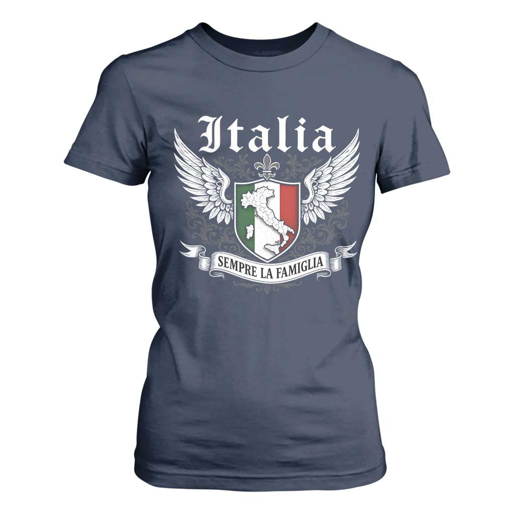 Italy Italia Sempre La Famiglia T Shirt For Women Family Is Everything Italian Saying TS11 Navy Print Your Wear