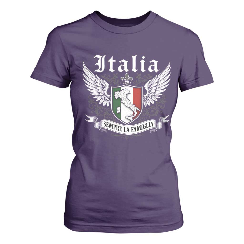 Italy Italia Sempre La Famiglia T Shirt For Women Family Is Everything Italian Saying TS11 Purple Print Your Wear