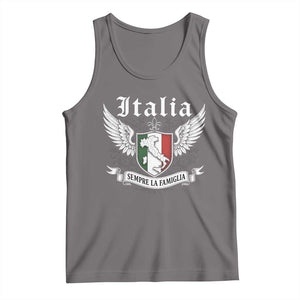 Italy Italia Sempre La Famiglia Tank Top Family Is Everything Italian Saying TS11 Deep Heather Print Your Wear