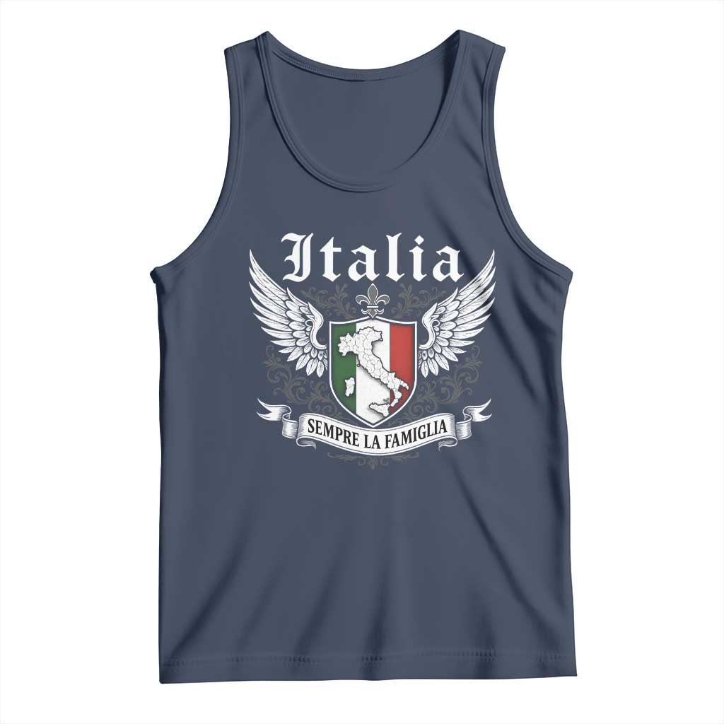 Italy Italia Sempre La Famiglia Tank Top Family Is Everything Italian Saying TS11 Navy Print Your Wear
