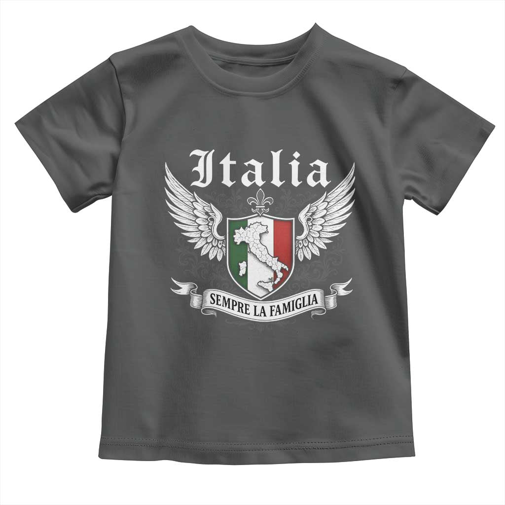 Italy Italia Sempre La Famiglia Toddler T Shirt Family Is Everything Italian Saying TS11 Dark Heather Print Your Wear
