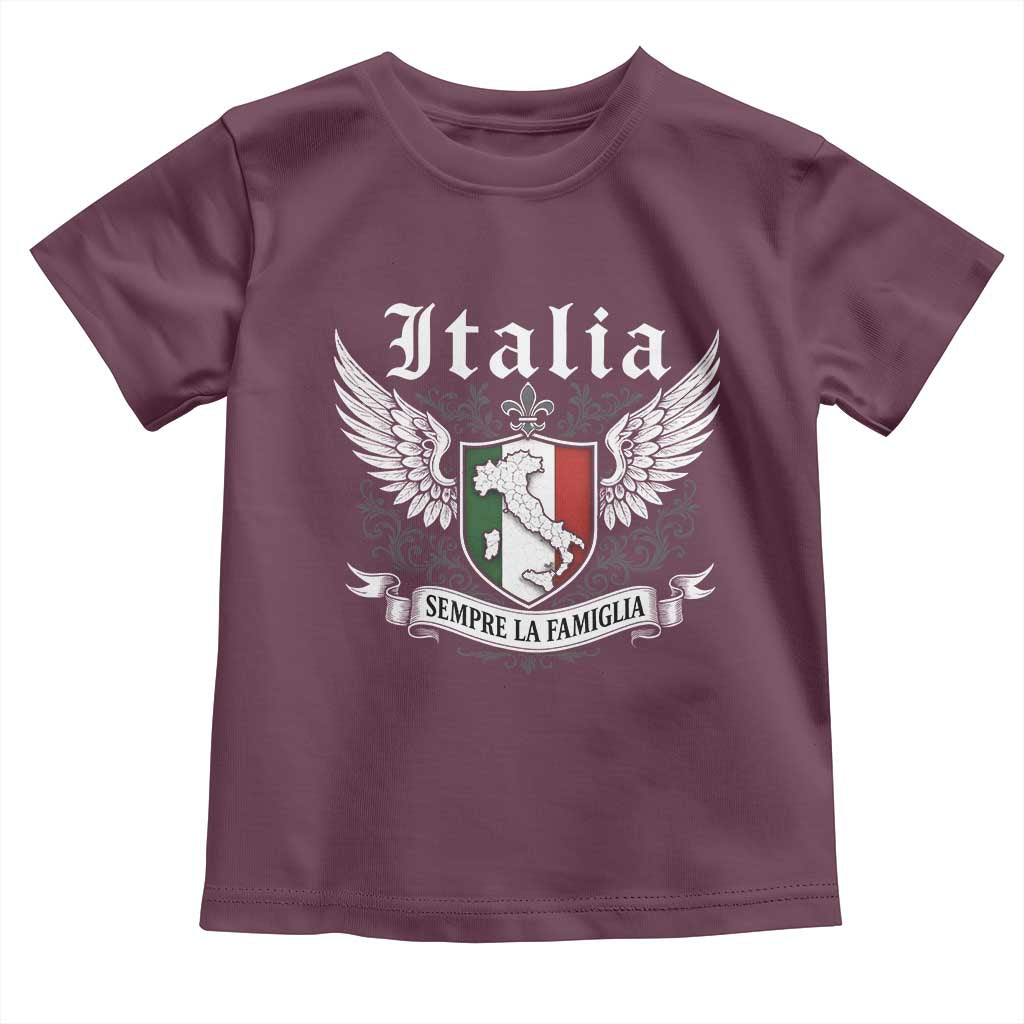 Italy Italia Sempre La Famiglia Toddler T Shirt Family Is Everything Italian Saying TS11 Maroon Print Your Wear