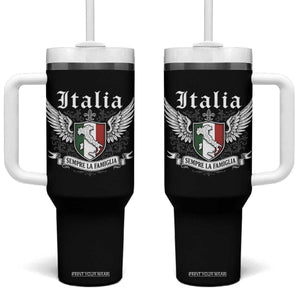 Italy Italia Sempre La Famiglia Tumbler With Handle Family Is Everything Italian Saying TS11 One Size: 40 oz Black Print Your Wear