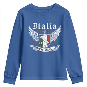 Italy Italia Sempre La Famiglia Youth Sweatshirt Family Is Everything Italian Saying TS11 Royal Blue Print Your Wear
