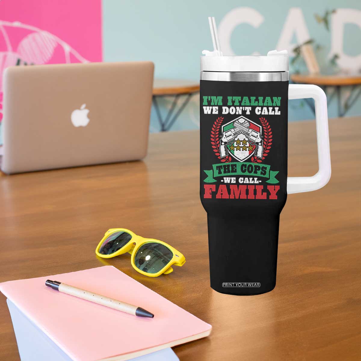 Funny I'm Italian We Don't Call The Cops We Call Family Tumbler With Handle Sicilian Mafia TS11 Print Your Wear