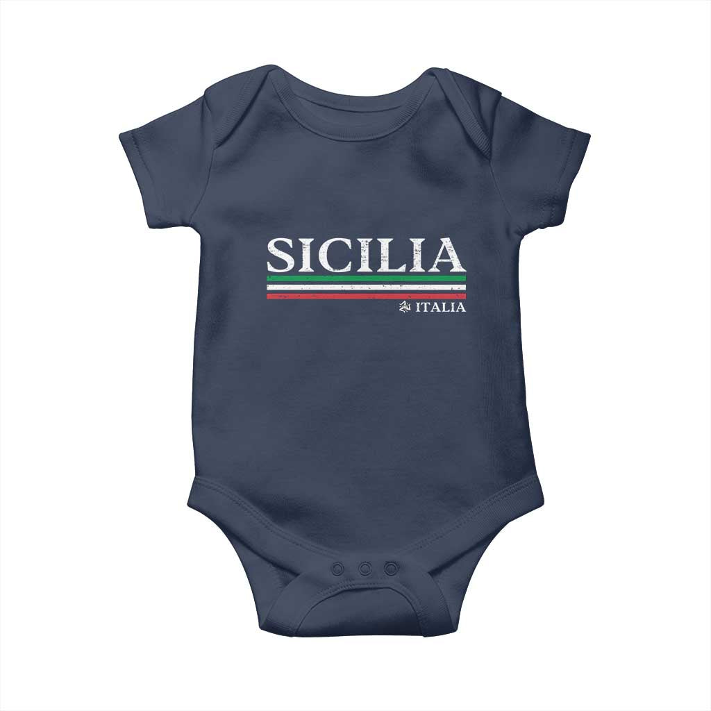Sicily Sicilian Italian Flag Souvenirs Medusa Baby Onesie TS11 Navy Print Your Wear