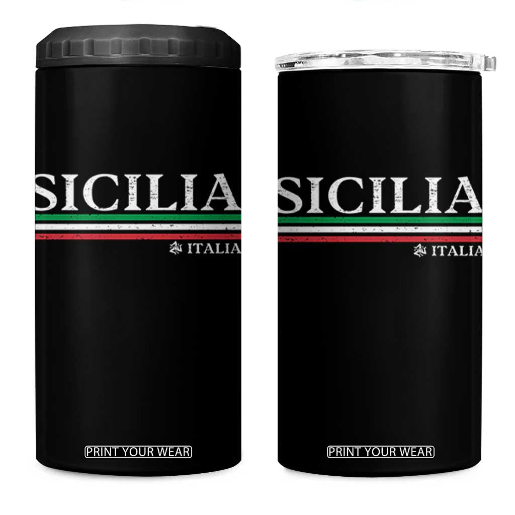 Sicily Sicilian Italian Flag Souvenirs Medusa 4 in 1 Can Cooler Tumbler TS11 One Size: 16 oz Black Print Your Wear