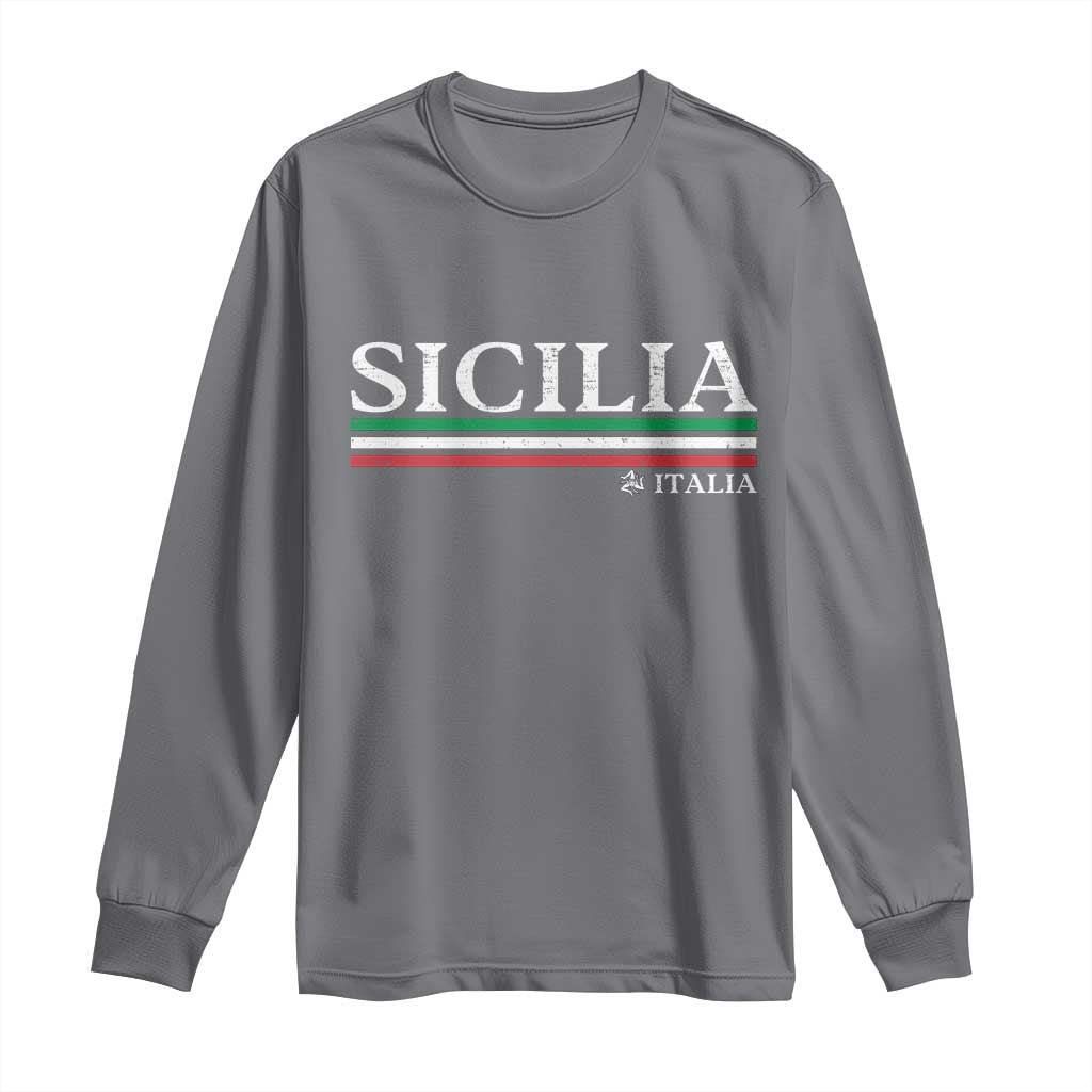 Sicily Sicilian Italian Flag Souvenirs Medusa Long Sleeve Shirt TS11 Charcoal Print Your Wear