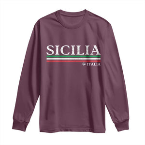 Sicily Sicilian Italian Flag Souvenirs Medusa Long Sleeve Shirt TS11 Maroon Print Your Wear