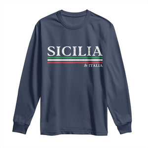 Sicily Sicilian Italian Flag Souvenirs Medusa Long Sleeve Shirt TS11 Navy Print Your Wear