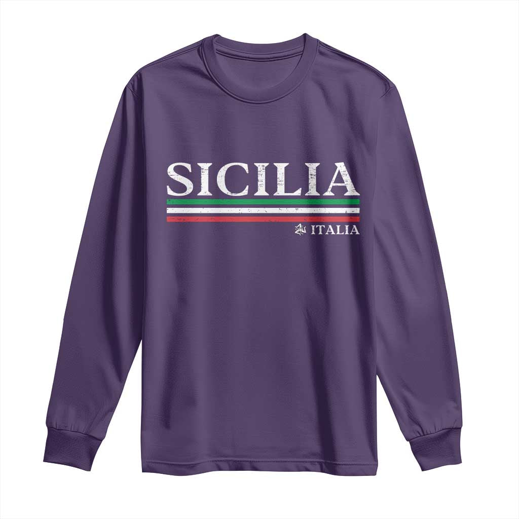 Sicily Sicilian Italian Flag Souvenirs Medusa Long Sleeve Shirt TS11 Purple Print Your Wear
