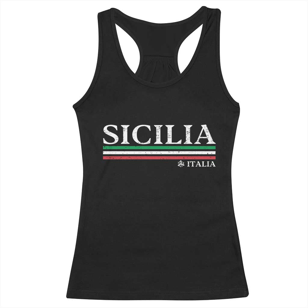 Sicily Sicilian Italian Flag Souvenirs Medusa Racerback Tank Top TS11 Black Print Your Wear