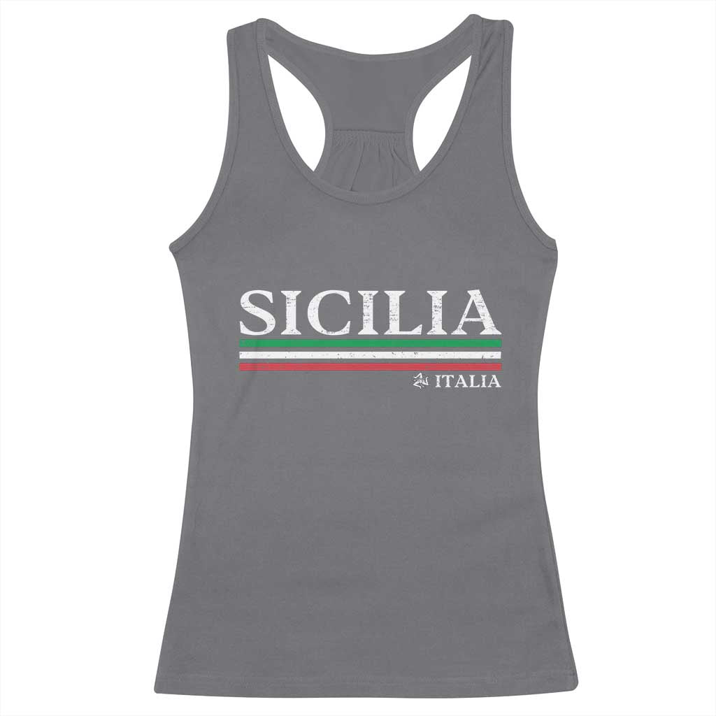 Sicily Sicilian Italian Flag Souvenirs Medusa Racerback Tank Top TS11 Charcoal Print Your Wear