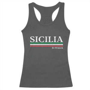Sicily Sicilian Italian Flag Souvenirs Medusa Racerback Tank Top TS11 Dark Heather Print Your Wear