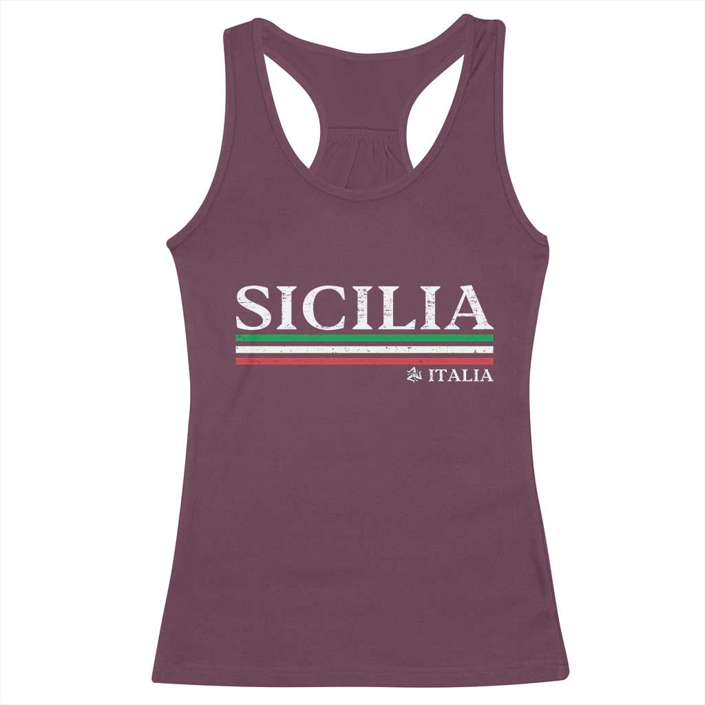 Sicily Sicilian Italian Flag Souvenirs Medusa Racerback Tank Top TS11 Maroon Print Your Wear