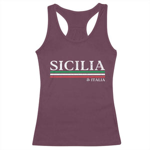 Sicily Sicilian Italian Flag Souvenirs Medusa Racerback Tank Top TS11 Maroon Print Your Wear