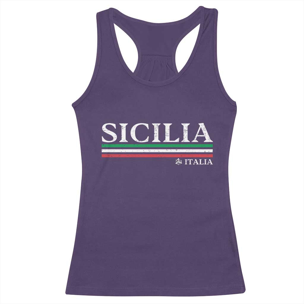 Sicily Sicilian Italian Flag Souvenirs Medusa Racerback Tank Top TS11 Purple Print Your Wear