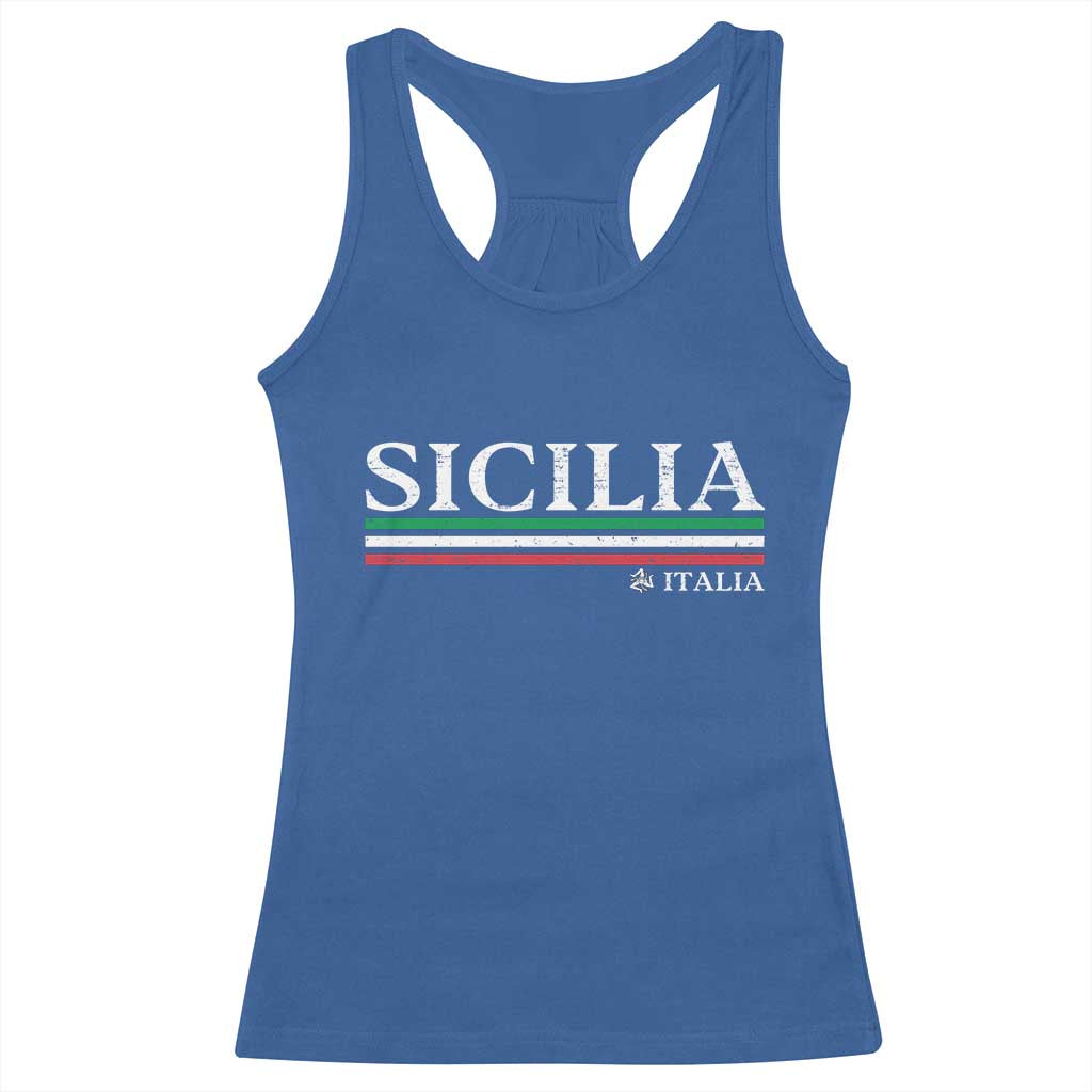 Sicily Sicilian Italian Flag Souvenirs Medusa Racerback Tank Top TS11 Royal Blue Print Your Wear