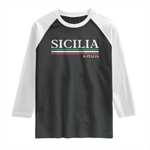 Sicily Sicilian Italian Flag Souvenirs Medusa Raglan Shirt TS11 Black White Print Your Wear