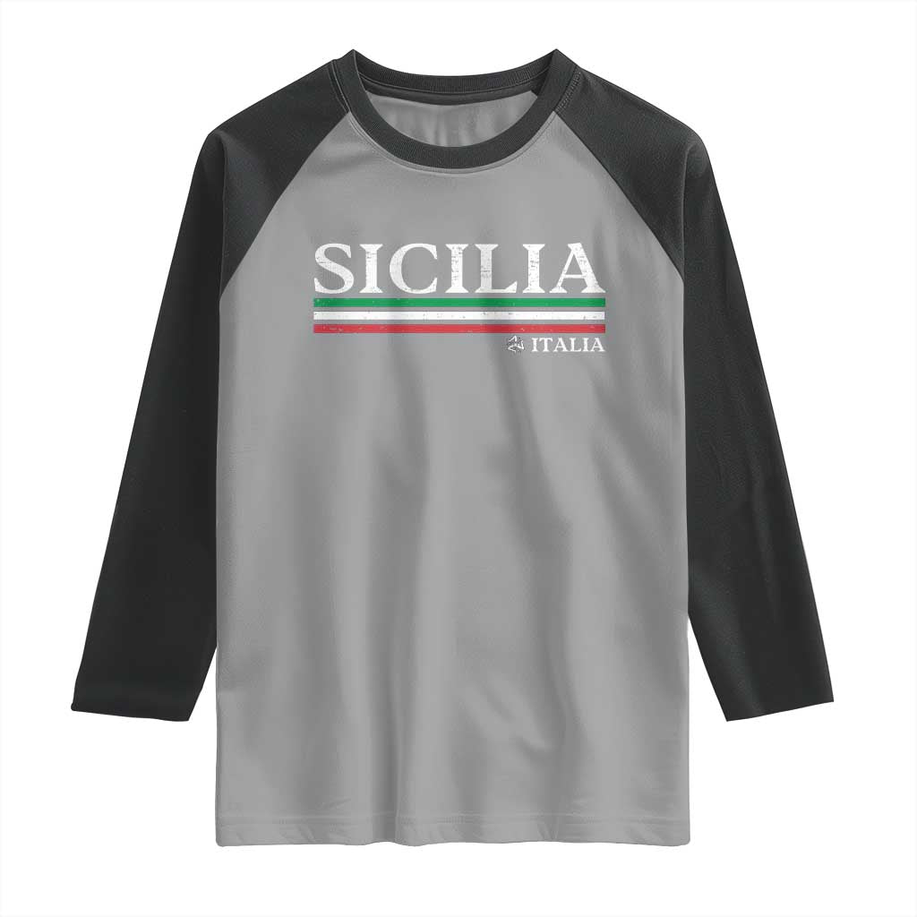 Sicily Sicilian Italian Flag Souvenirs Medusa Raglan Shirt TS11 Sport Gray Black Print Your Wear