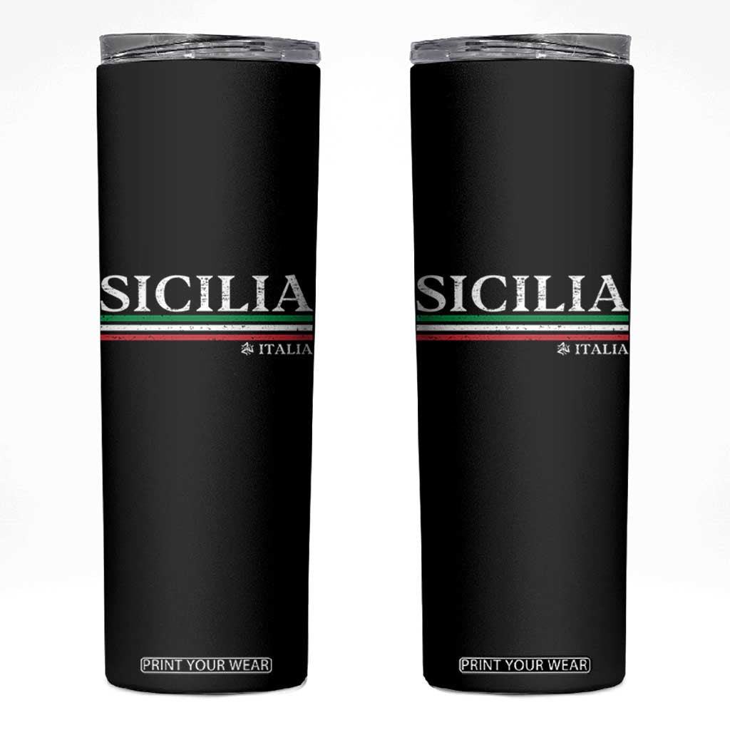 Sicily Sicilian Italian Flag Souvenirs Medusa Skinny Tumbler TS11 Black Print Your Wear
