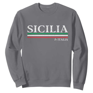 Sicily Sicilian Italian Flag Souvenirs Medusa Sweatshirt TS11 Charcoal Print Your Wear