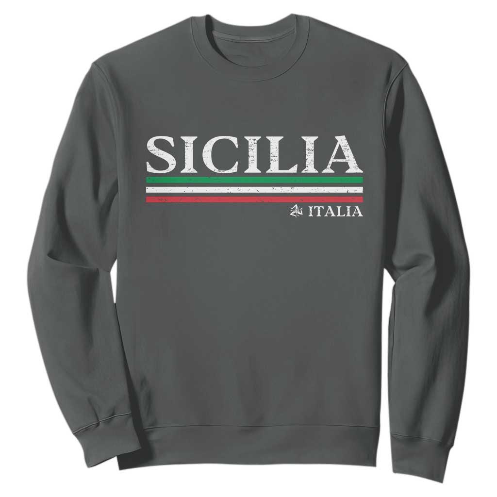 Sicily Sicilian Italian Flag Souvenirs Medusa Sweatshirt TS11 Dark Heather Print Your Wear