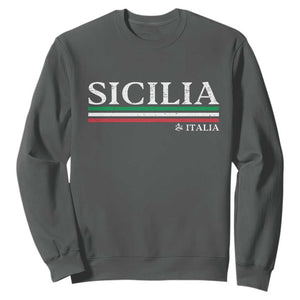 Sicily Sicilian Italian Flag Souvenirs Medusa Sweatshirt TS11 Dark Heather Print Your Wear