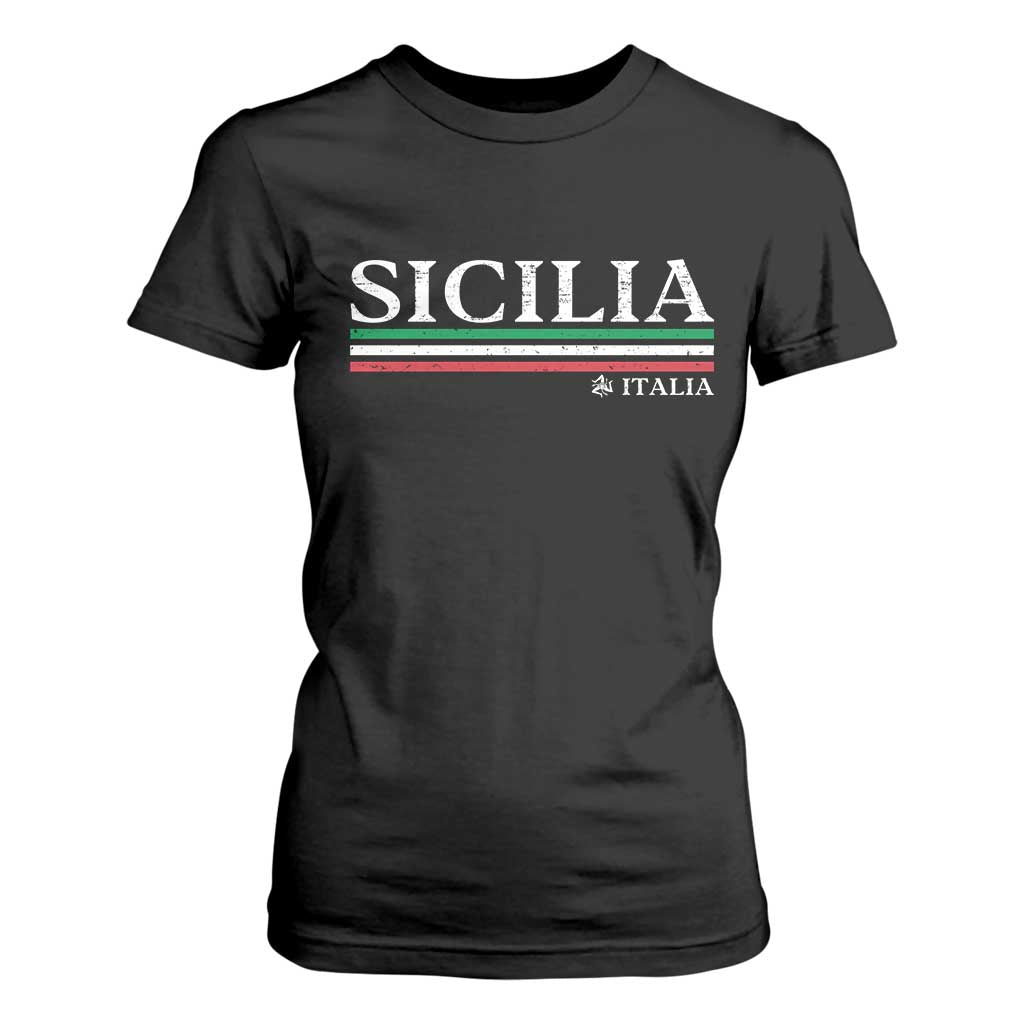 Sicily Sicilian Italian Flag Souvenirs Medusa T Shirt For Women TS11 Black Print Your Wear