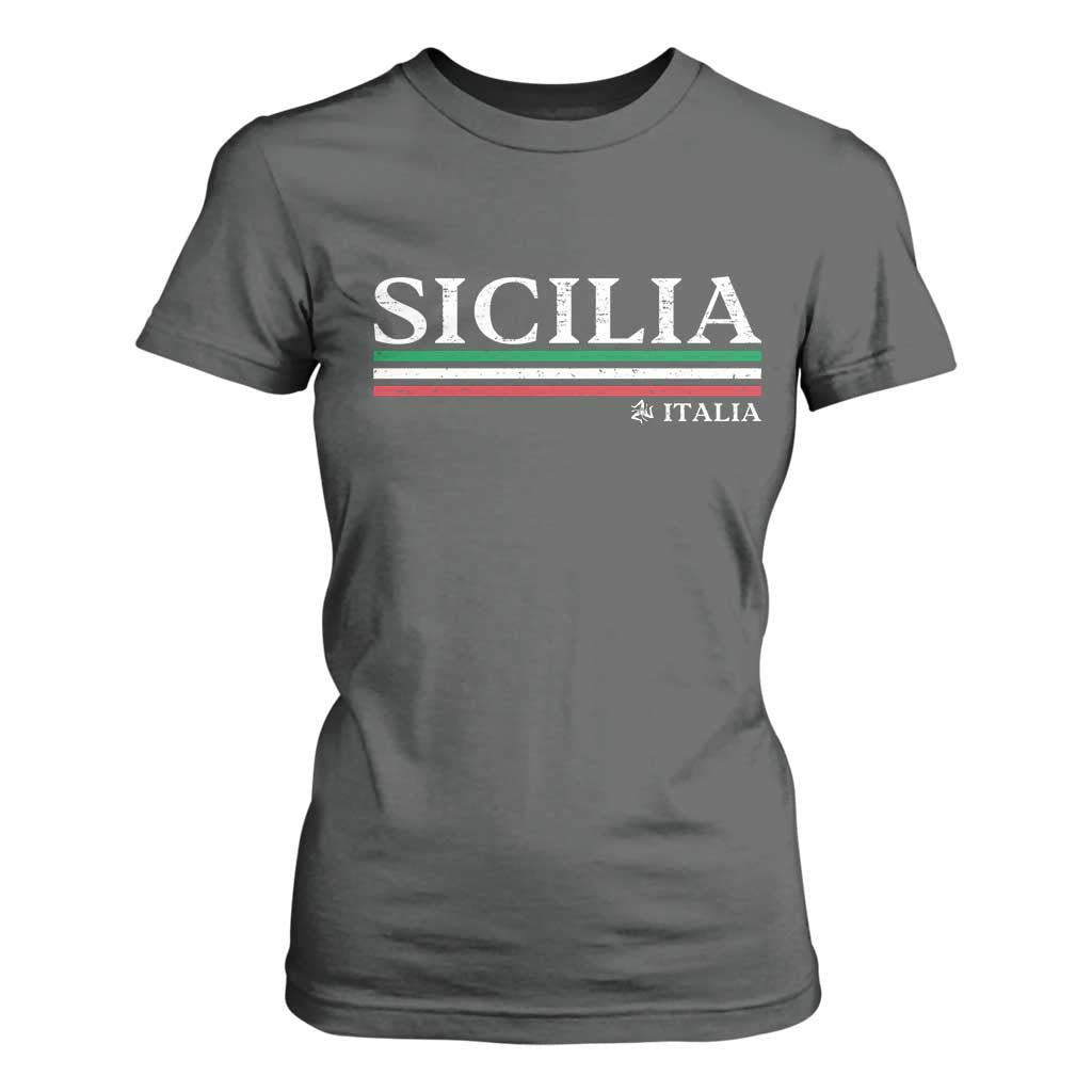 Sicily Sicilian Italian Flag Souvenirs Medusa T Shirt For Women TS11 Dark Heather Print Your Wear