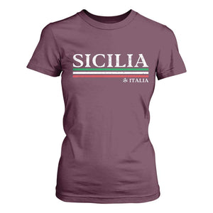 Sicily Sicilian Italian Flag Souvenirs Medusa T Shirt For Women TS11 Maroon Print Your Wear